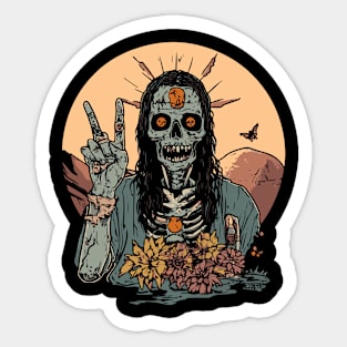 Hippie Zombie - Surreal Trippy Retro Sticker